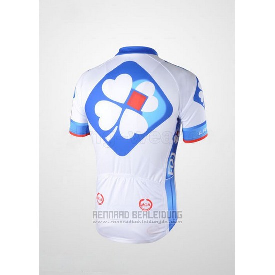 2010 Fahrradbekleidung FDJ Wei und Hellblau Trikot Kurzarm und Tragerhose